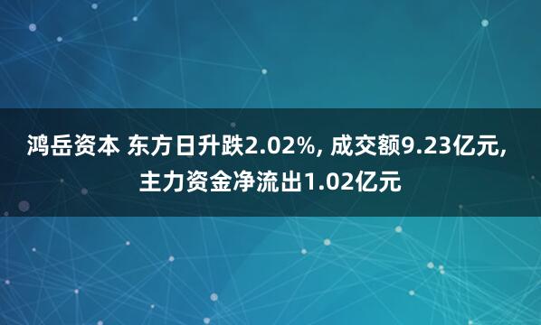 鸿岳资本 东方日升跌2.02%, 成交额9.23亿元, 主力资金净流出1.02亿元